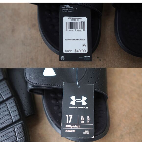 Under Armour Slides Size 17 Ignite Pro Black NWT Comfort Recovery Sandals Sports main image 7
